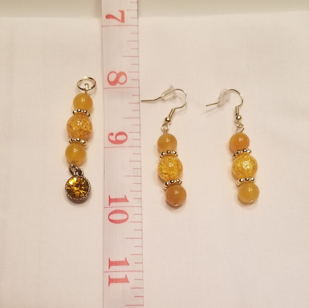 🌅 Sunny yellow earring and pendant set